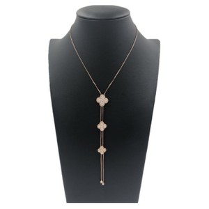 Karat Gold Fine Jewelry Sweater Chain Four Leaf Clover Necklace