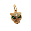 Karat Gold Green-Eyed Leopard Head Pendant With Diamonds