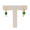 Custom Vintage Fine Jewelry 925 Sterling Silver Minimalist Design Emerald Huggie Hoop Earrings