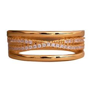 925 Sterling Silver Cross Ring Zircon Dainty Multi Layer Ring