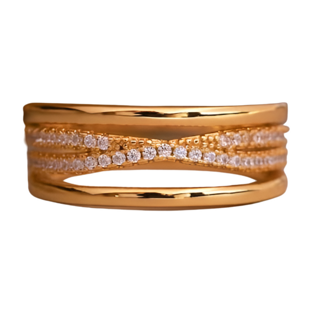 925 Sterling Silver Cross Ring Zircon Dainty Multi Layer Ring