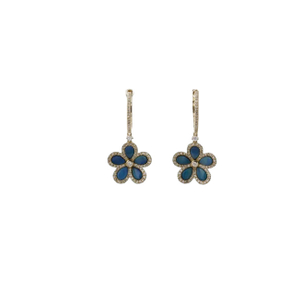Karat Gold Flower Drop Opal Earrings