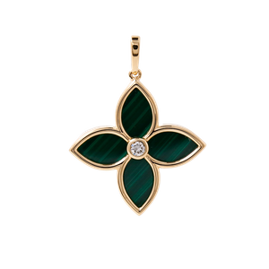 Karat Gold Four Leaf Clover Pendant Malachite Pendant