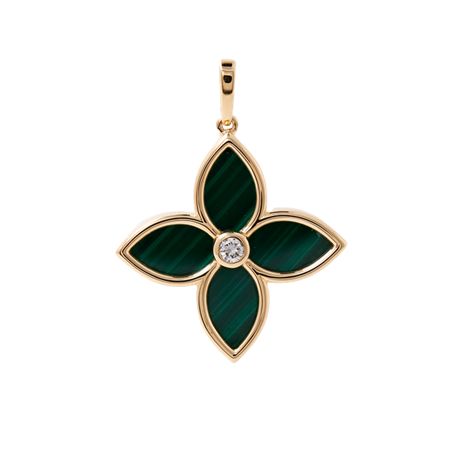 Karat Gold Four Leaf Clover Pendant Malachite Pendant