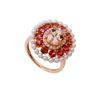 925 Sterling Silver Cutured Freshwater Pearl Tourmaline CZ and Morganite CZ Halo Ring