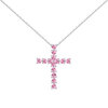Women's Heart Cubic Zirconia Hip Hop Jewelry Silver Cross Necklace