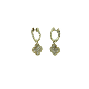 Karat Gold Luxury Diamond Jewelry Four Leaf Clover Earrings