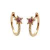 Karat Gold Pink Sapphire Earrings Hoop Earrings