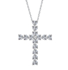 Women's Heart Cubic Zirconia Hip Hop Jewelry Silver Cross Necklace