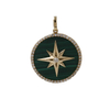 925 Stelring Silver Malachite Coin Pendant Vintage 18K Gold Plated Compass pendant
