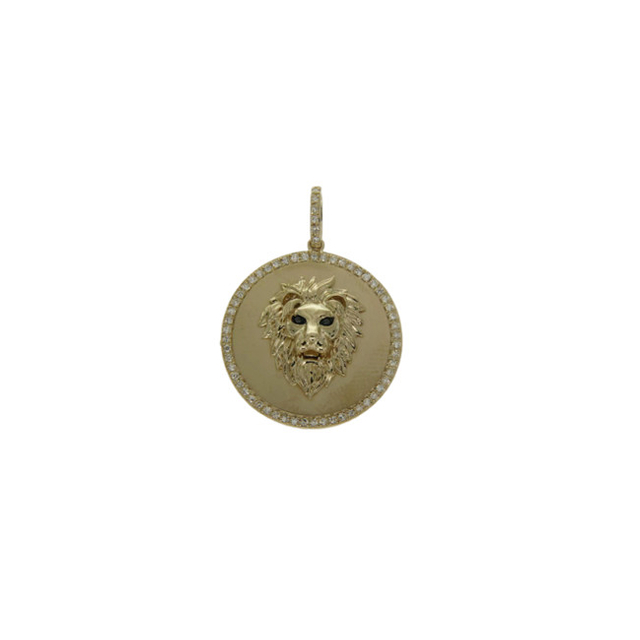 925 Stelring Silver Ice Out Coin Pendant Lion Pendant