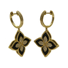 925 Sterling Silver Four Leaf Clover Earrings Three-dimensional Black Onyx Dangle Earrings