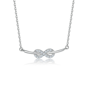 Trendy Sparkling Infinity Collier Necklace Forever Love Sterling Silver Women's Necklace
