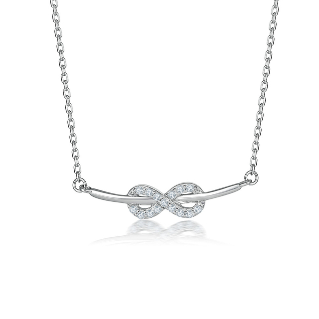 Trendy Sparkling Infinity Collier Necklace Forever Love Sterling Silver Women's Necklace
