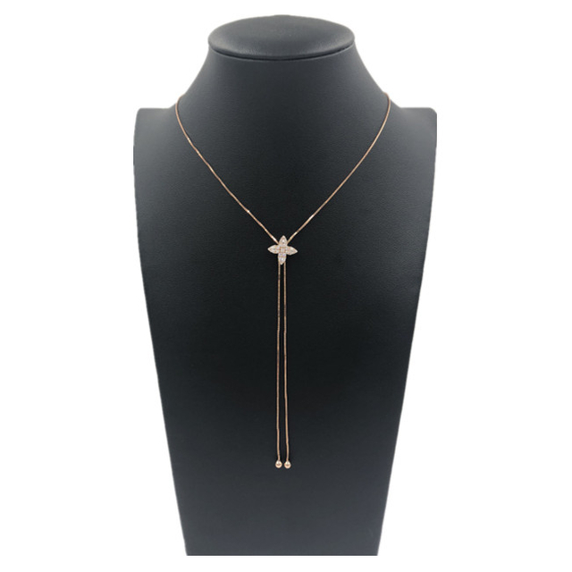 925 Sterling Silver Flower Tassel Adjustable Necklace