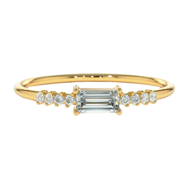 925 Sterling Silver Vintage Engagement Ring Tapered Baguette Engagement Ring