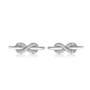 925 Sterling Silver Cubic Zirconia Infinite Hoop Earrings Sparkling Infinity Stud Earrings 