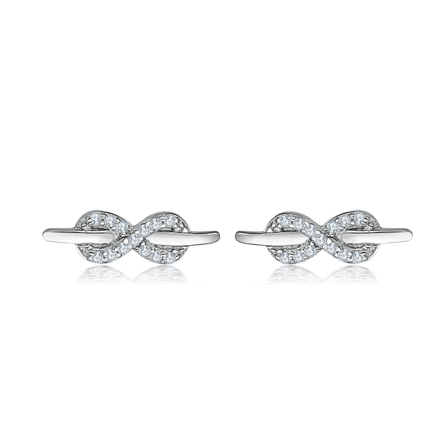 925 Sterling Silver Cubic Zirconia Infinite Hoop Earrings Sparkling Infinity Stud Earrings 