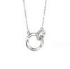 925 Sterling Silver buckle necklace Interlocking Sparkling Heart Halo Pendant Necklace 