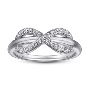 925 Sterling Silver Infinity Ring Cubic Zirconia Anniversary Wedding Ring