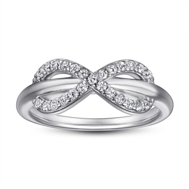 925 Sterling Silver Infinity Ring Cubic Zirconia Anniversary Wedding Ring