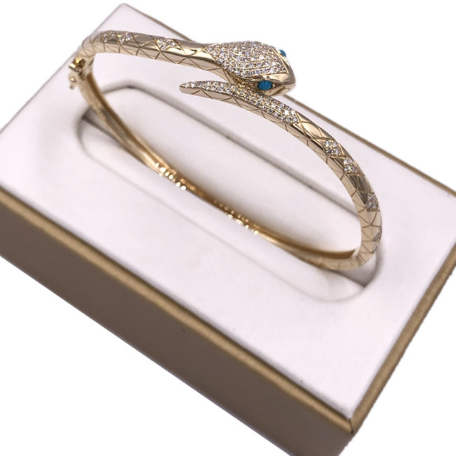 Karat Gold Snake Bangle Cuff Bracelet