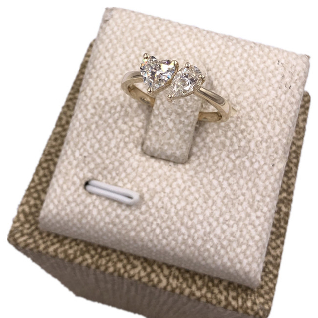 Karat Gold Heart and Pear Diamond Ring