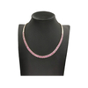 925 Sterling Silver Created Emerald Cut Pink Sapphire Tennis Necklace