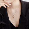 Women's Heart Cubic Zirconia Hip Hop Jewelry Silver Cross Necklace