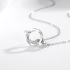 925 Sterling Silver buckle necklace Interlocking Sparkling Heart Halo Pendant Necklace 