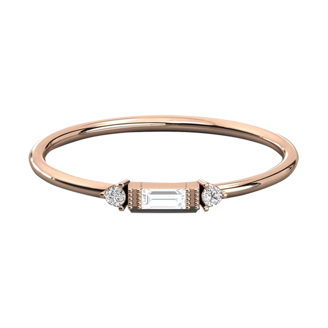 Karat Gold Baguette Cut Diamond Minimalist Ring