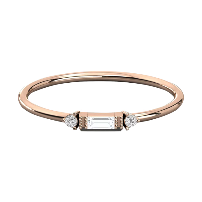 Karat Gold Baguette Cut Diamond Minimalist Ring