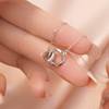 925 Sterling Silver buckle necklace Interlocking Sparkling Heart Halo Pendant Necklace 