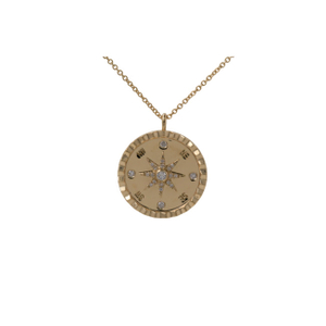 925 Sterling Silver Disc Pendant Compass Necklace 
