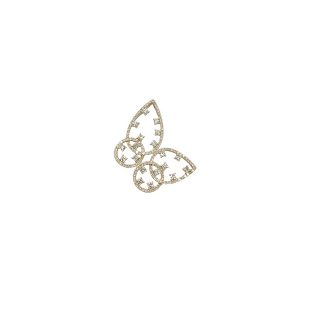 Karat Gold Diamond Vintage Sparkle Butterfly Pendant