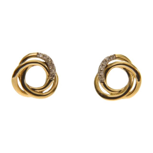 Gold Knot Stud Earrings Diamond Circle Swirl Earrings for Women