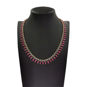 Luxury K Gold Necklace Retro Ruby and Diamond Choker for Women