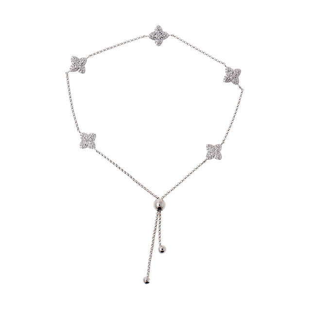 925 Sterling Silver Flower Bracelet Five Clover Bracelet