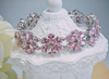 925 Sterling Silver Bracelet Simulated Pink Sapphire Floral Bracelet