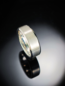 925 Sterling Silver Men Ring Brushed Beveled Edge Wedding Ring