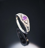 925 Sterling Silver February Birthstone Amethyst Cubic Zirconia Trinity Ring