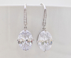 925 Sterling Silver 10 Carat Huggie Hoops Oval Drop Earrings