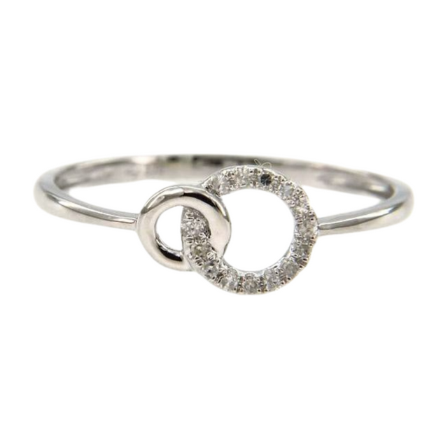 Trendy 925 Sterling Silver Interlocking Ring Double Circle Infinity Ring