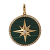 925 Stelring Silver Malachite Coin Pendant Vintage 18K Gold Plated Compass pendant