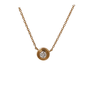 Diamond Solitaire Pendant Necklace Gold Bezel Minimalist Necklace for Women