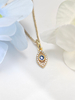 925 Sterling Silver Simulated Blue Sapphire with Diamonds Evil Eye Pendant