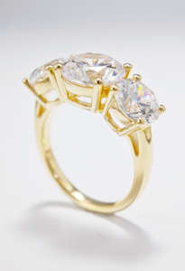 925 Sterling Silver Round Cut Lab Created Moissanite Diamond 3-Stone Engagement Ring
