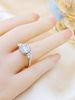 925 Sterling Silver Round Cut Cubic Zircnoia and Side Pear Wedding Ring