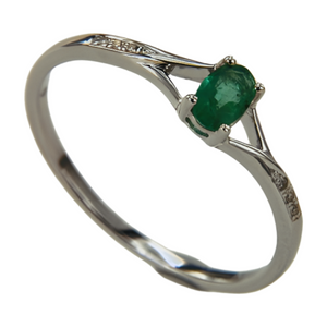 925 Sterling Silver Wedding Ring Trendy Emerald Zircon May Birthstone Ring