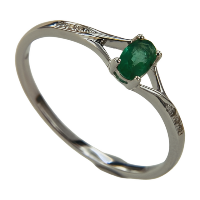 925 Sterling Silver Wedding Ring Trendy Emerald Zircon May Birthstone Ring